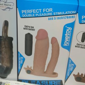 1 Inch Pleasure Extender Vibrating Double Penetration Penis Sleeve