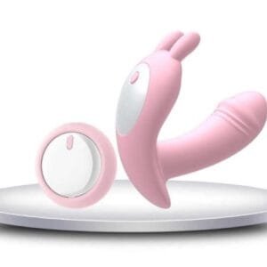 Wearable Panty Style Rechargeable Butterfly Penis Dildo Vibrator with Wireless Remote | Pink
